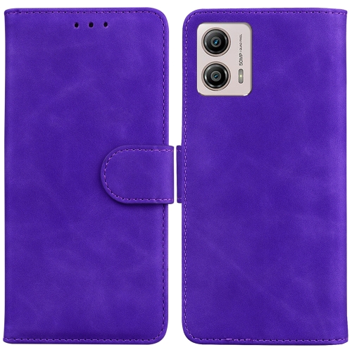 

For Motorola Moto G13 / G23 / G53 Skin Feel Pure Color Flip Leather Phone Case(Purple)