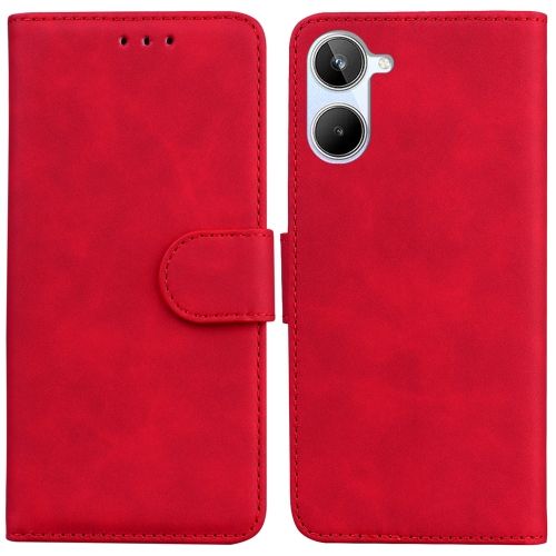 

For Realme 10 4G Skin Feel Pure Color Flip Leather Phone Case(Red)