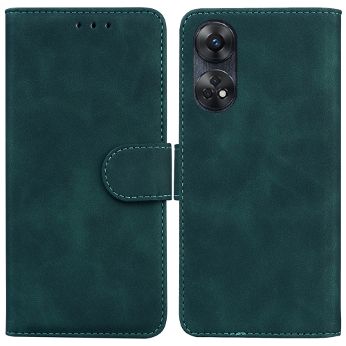

For OPPO Reno8 T 4G Skin Feel Pure Color Flip Leather Phone Case(Green)