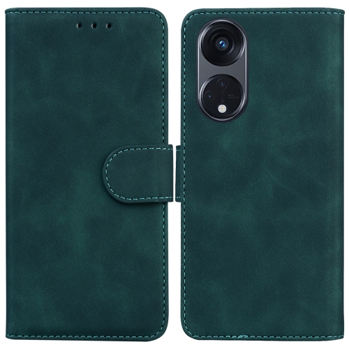 

For OPPO Reno8 T 5G / A1 Pro 5G Skin Feel Pure Color Flip Leather Phone Case(Green)