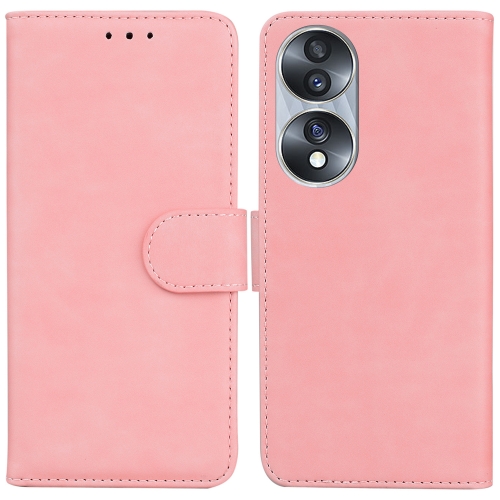 

For Honor 70 Skin Feel Pure Color Flip Leather Phone Case(Pink)