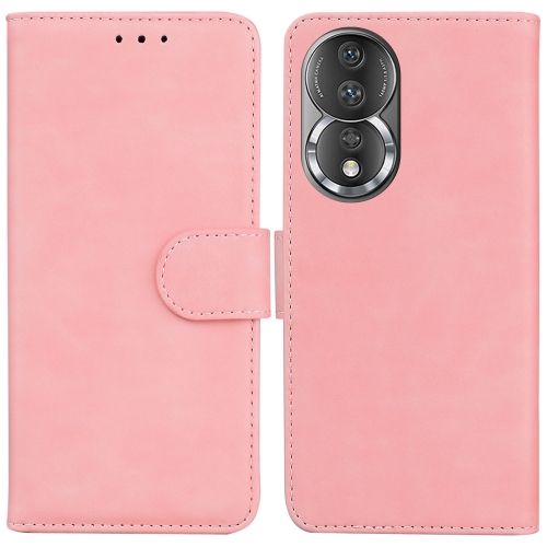 

For Honor 80 Skin Feel Pure Color Flip Leather Phone Case(Pink)