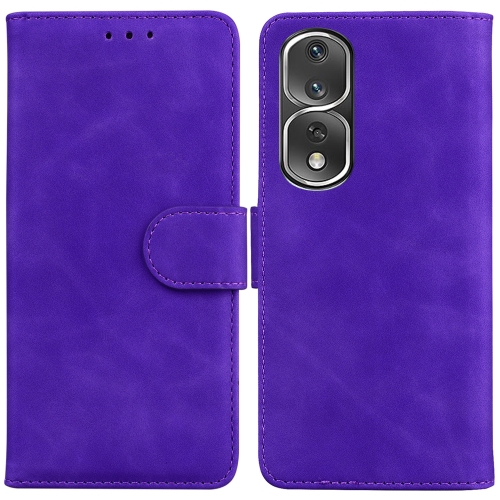 

For Honor 80 Pro Skin Feel Pure Color Flip Leather Phone Case(Purple)