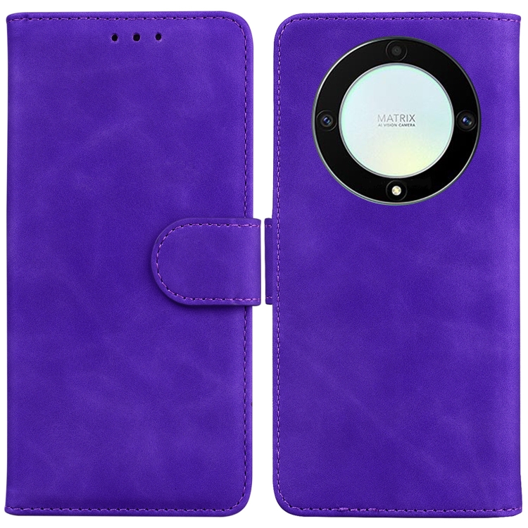 

For Honor X9a Skin Feel Pure Color Flip Leather Phone Case(Purple)