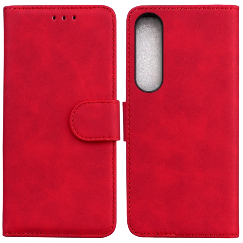 

For Sony Xperia 1 IV 2023 Skin Feel Pure Color Flip Leather Phone Case(Red)