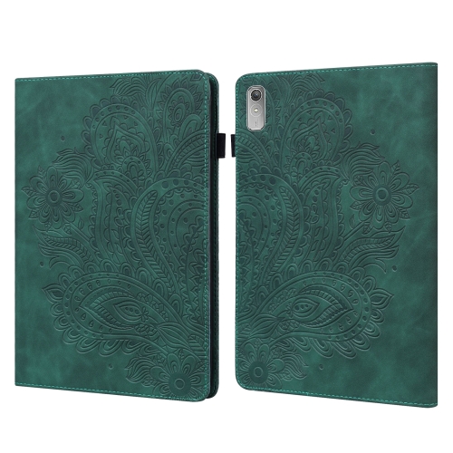 

For Lenovo Tab P11 Gen 2 Peacock Embossed Pattern Leather Tablet Case(Green)