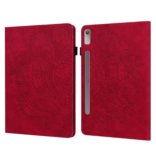 

For Lenovo Tab P11 Pro Gen 2 Peacock Embossed Pattern Leather Tablet Case(Red)