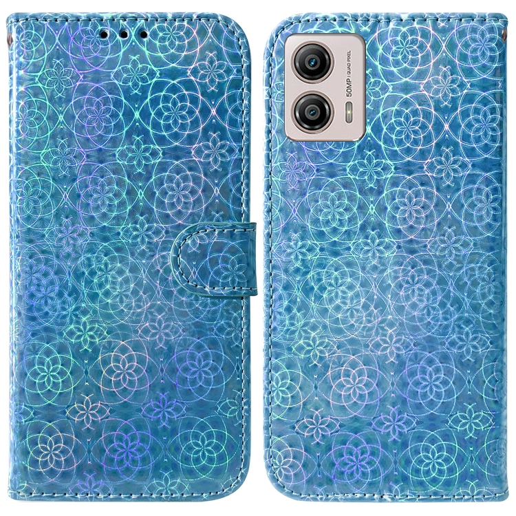 Cover YUXING Con Glitter Per Motorola Moto G53 | Custodia Trasparente Antiurto Con Glitter E Motivo Floreale | Blu