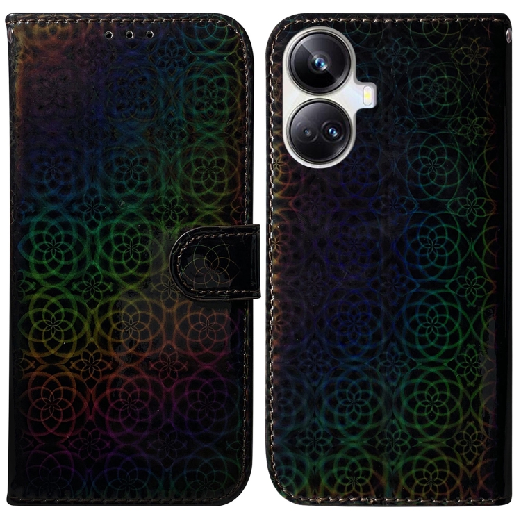 

For Realme 10 Pro+ Colorful Magnetic Buckle Leather Phone Case(Black)
