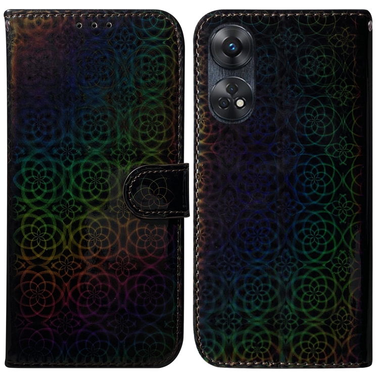 

For OPPO Reno8 T 4G Colorful Magnetic Buckle Leather Phone Case(Black)