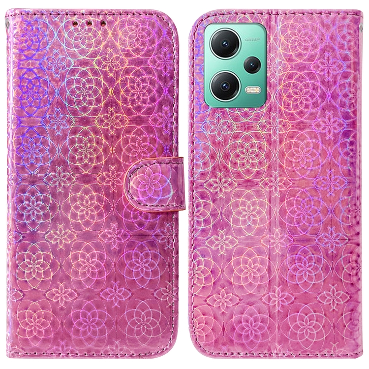 

For Xiaomi Redmi Note 12 5G Colorful Magnetic Buckle Leather Phone Case(Pink)