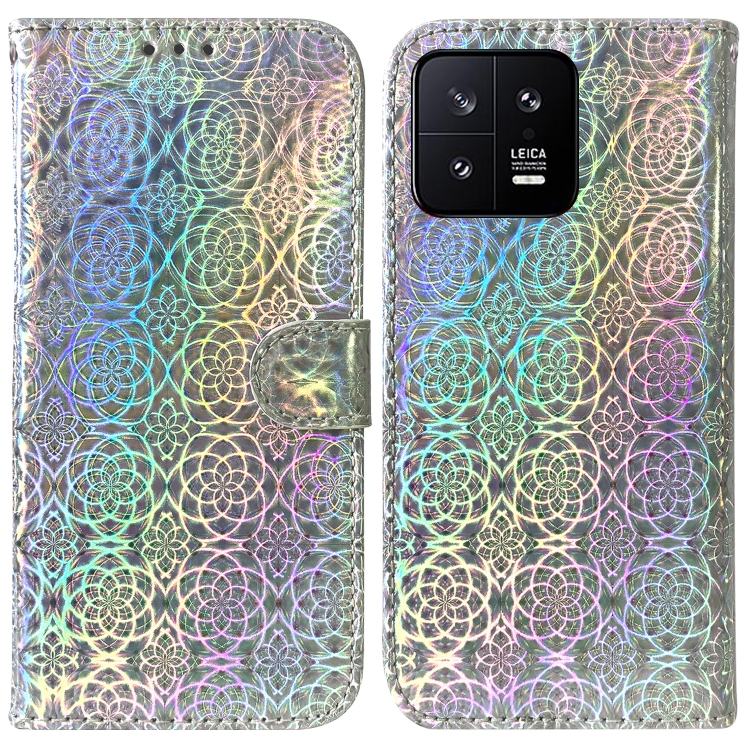 

For Xiaomi 13 5G Colorful Magnetic Buckle Leather Phone Case(Silver)