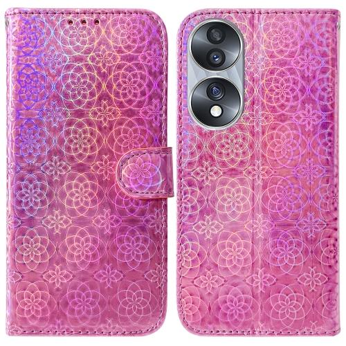 

For Honor 70 Colorful Magnetic Buckle Leather Phone Case(Pink)