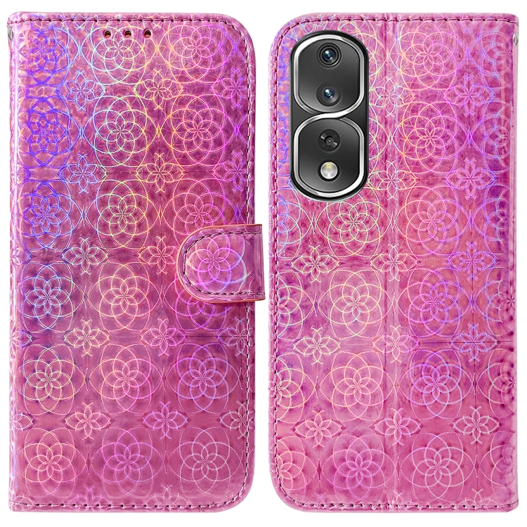 

For Honor 80 Pro Colorful Magnetic Buckle Leather Phone Case(Pink)