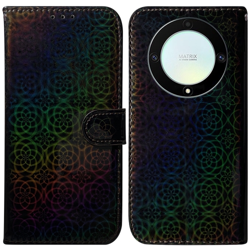 

For Honor X9a Colorful Magnetic Buckle Leather Phone Case(Black)
