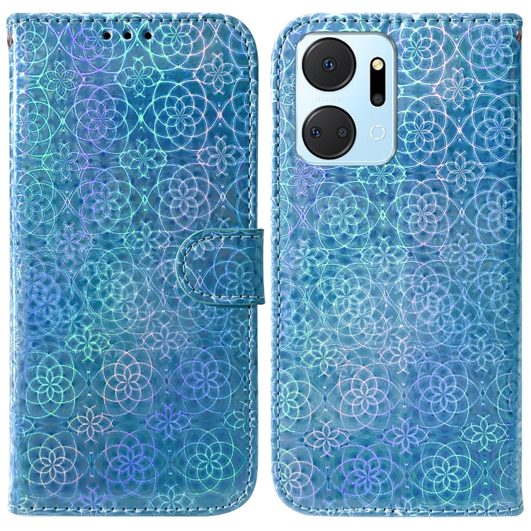 

For Honor X7A Colorful Magnetic Buckle Leather Phone Case(Blue)