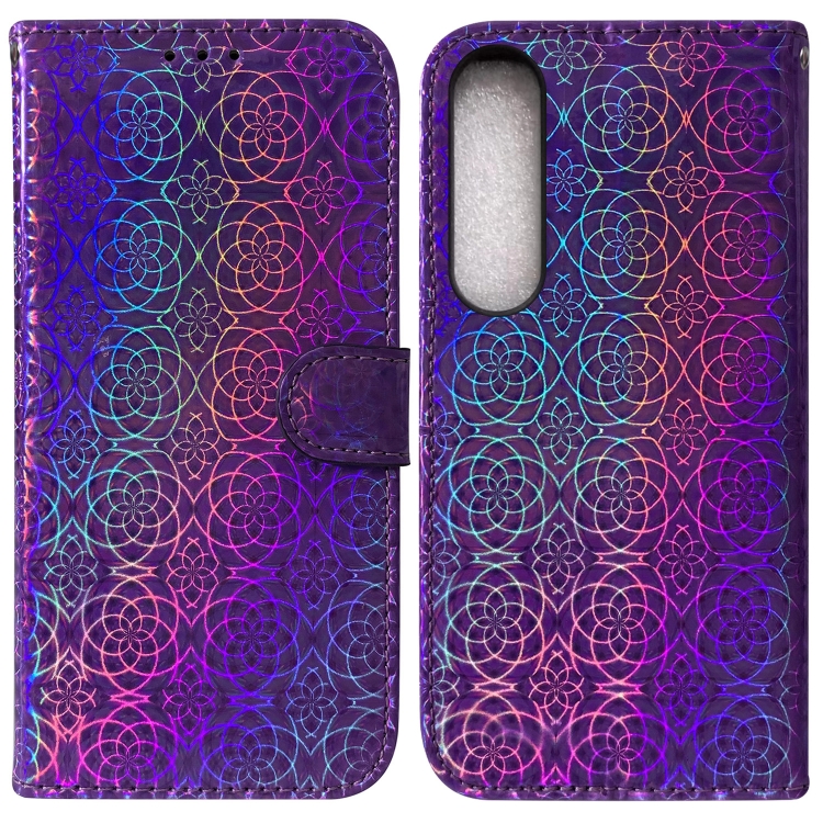

For Sony Xperia 1 IV 2023 Colorful Magnetic Buckle Leather Phone Case(Purple)
