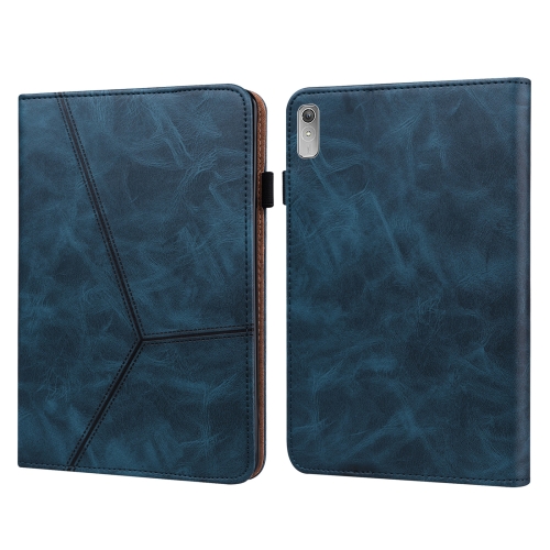 

For Lenovo Tab P11 Gen 2 Embossed Striped Leather Tablet Case(Blue)