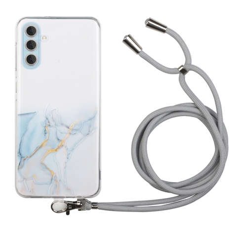 

For Samsung Galaxy A05s Hollow Marble Pattern TPU Phone Case with Neck Strap Rope(Grey)