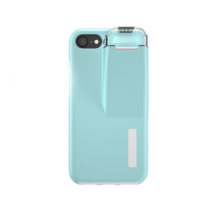SUNSKY - For iPhone SE 2022 / SE 2020 / 8 / 7 TPU+PC Protective Case with  Charging Compartment, Can Be Placed in AirPods 1 / 2(White + Blue)