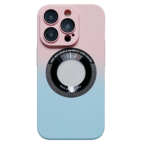 

For iPhone 14 Pro Max Gradient Skin Feel MagSafe Magnetic Phone Case(Pink + Blue)