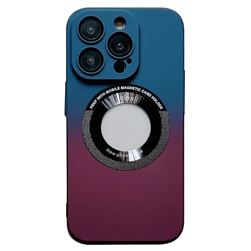 

For iPhone 14 Pro Gradient Skin Feel MagSafe Magnetic Phone Case(Dark Blue + Purple)