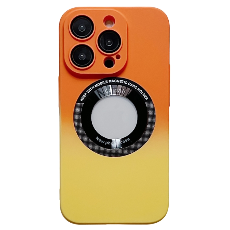 

For iPhone 14 Plus Gradient Skin Feel MagSafe Magnetic Phone Case(Orange + Yellow)
