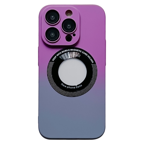 

For iPhone 14 Plus Gradient Skin Feel MagSafe Magnetic Phone Case(Purple + Grey)