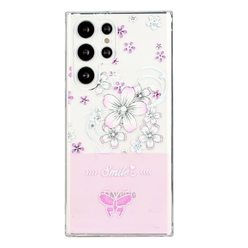 

For Samsung Galaxy S23 Ultra 5G Bronzing Butterfly Flower TPU Phone Case(Cherry Blossoms)