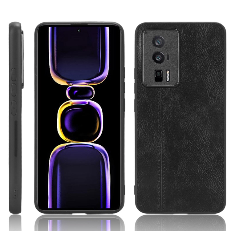 

For Xiaomi Redmi K60 5G Sewing Cow Pattern Skin PC + PU + TPU Phone Case(Black)