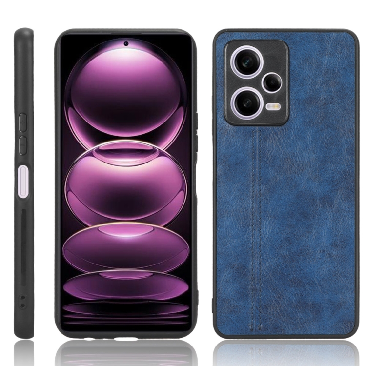 

For Xiaomi Redmi Note 12 Pro 5G Sewing Cow Pattern Skin PC + PU + TPU Phone Case(Blue)