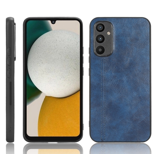 

For Samsung Galaxy A34 5G Sewing Cow Pattern Skin PC + PU + TPU Phone Case(Blue)