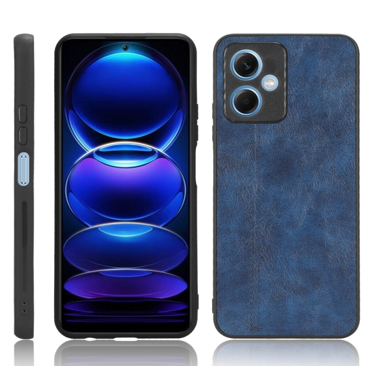 

For Xiaomi Poco X5 5G/Redmi Note 12 5G Sewing Cow Pattern Skin PC + PU + TPU Phone Case(Blue)