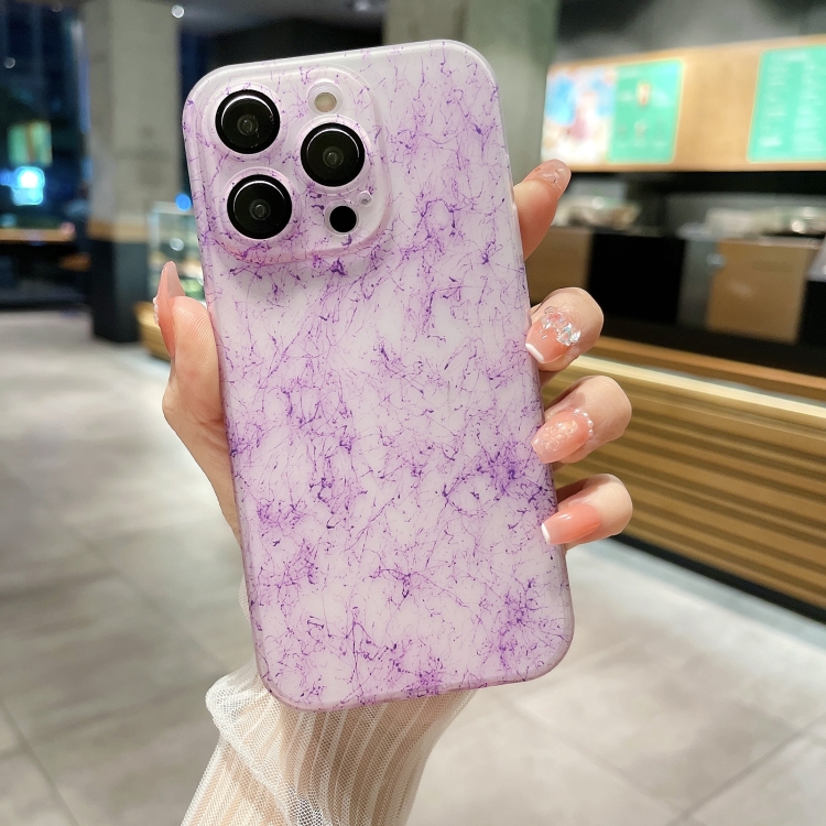 

For iPhone 14 Plus Silk Ink Pattern PC Phone Case(Purple)