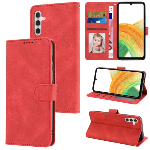 

For Samsung Galaxy A24 4G Fantasy Skin-feel Calfskin Texture Leather Phone Case(Red)