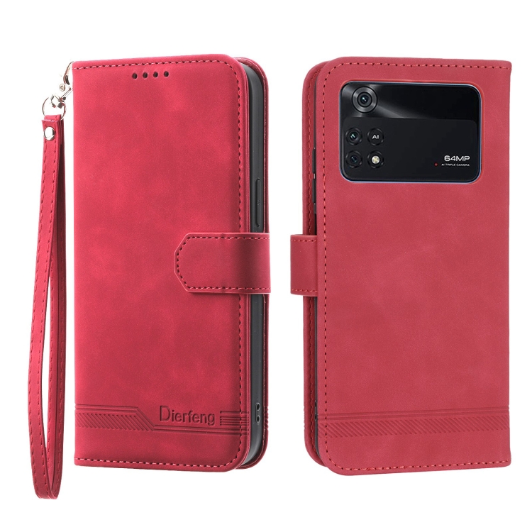 

For Xiaomi Poco M4 Pro 4G Dierfeng Dream Line Leather Phone Case(Red)