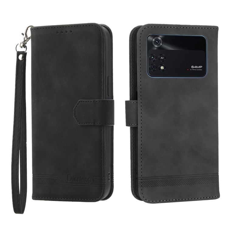 

For Xiaomi Poco M4 Pro 4G Dierfeng Dream Line Leather Phone Case(Black)