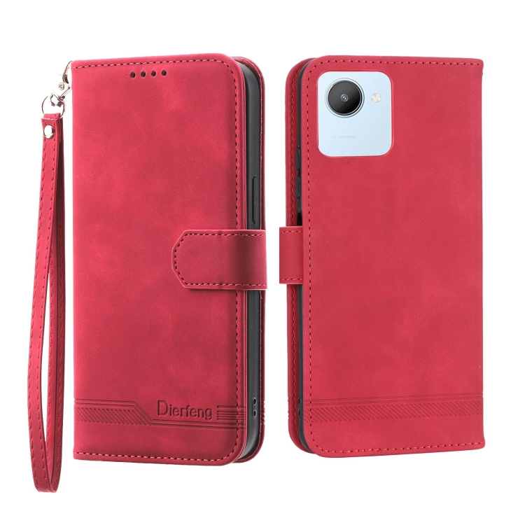 

For Realme C30 Dierfeng Dream Line Leather Phone Case(Red)