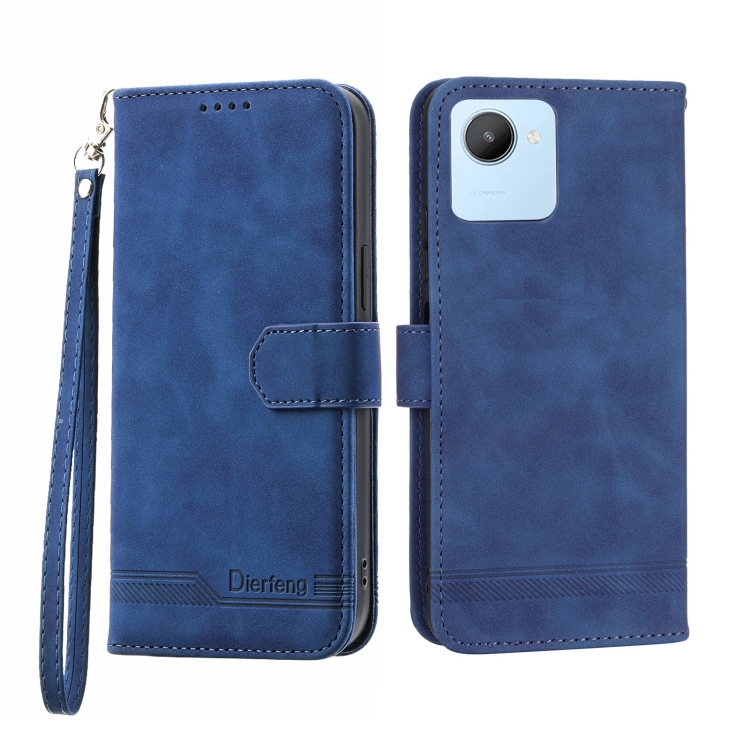 

For Realme C30 Dierfeng Dream Line Leather Phone Case(Blue)