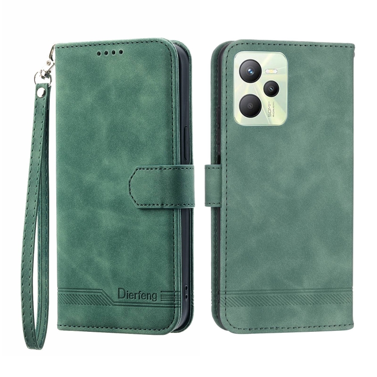 

For Realme C35 Dierfeng Dream Line Leather Phone Case(Green)