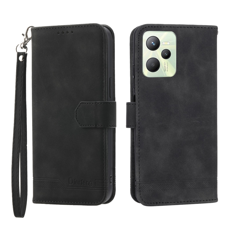 

For Realme C35 Dierfeng Dream Line Leather Phone Case(Black)