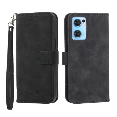 

For OPPO Reno7 5G Dierfeng Dream Line Leather Phone Case(Black)