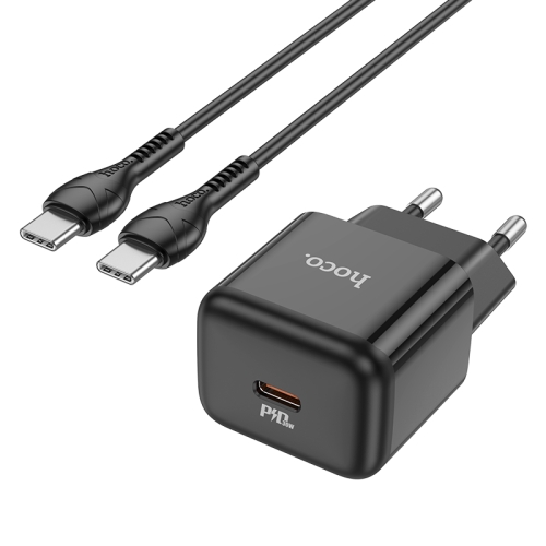 

hoco N32 PD 30W Single Port USB-C/Type-C Charger with USB-C/Type-C to USB-C/Type-C Cable Set, EU Plug(Black)