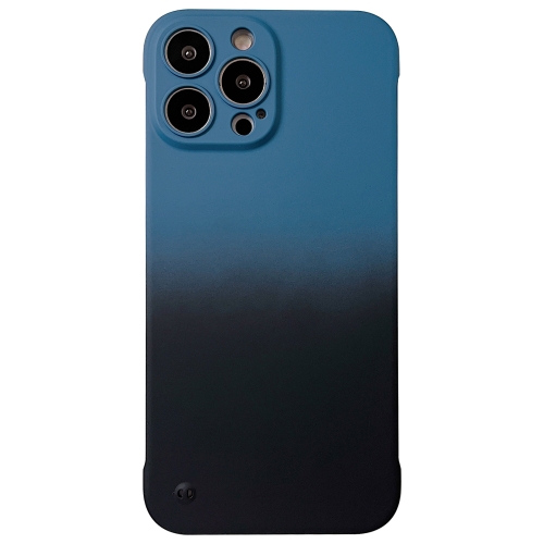 

For iPhone 13 Pro Max Frameless Skin Feel Gradient Phone Case(Blue + Black)