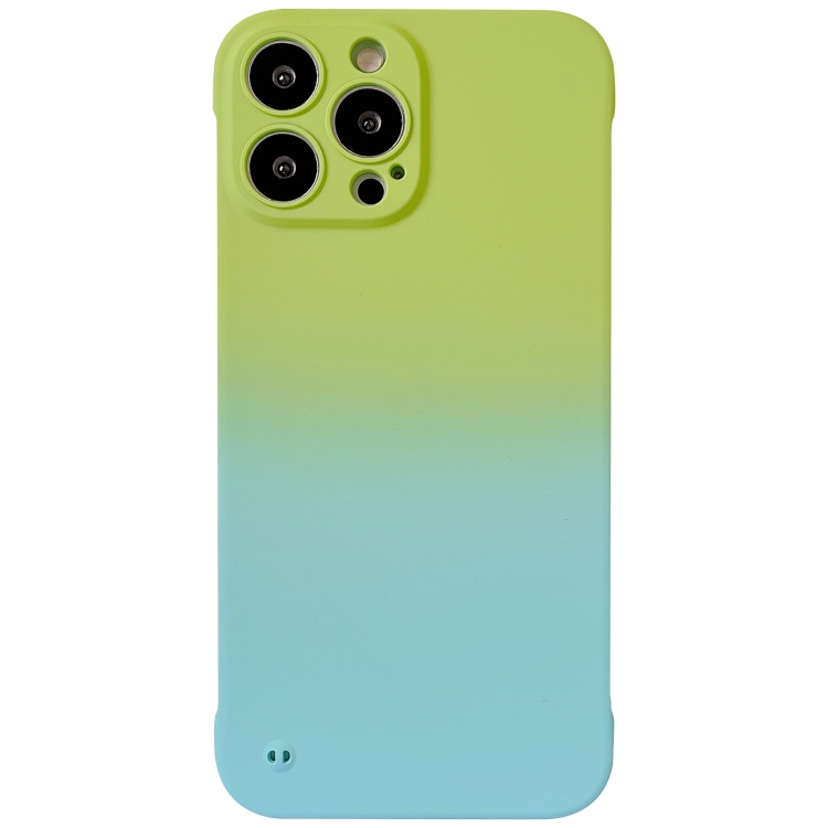 

For iPhone XR Frameless Skin Feel Gradient Phone Case(Green + Light Blue)