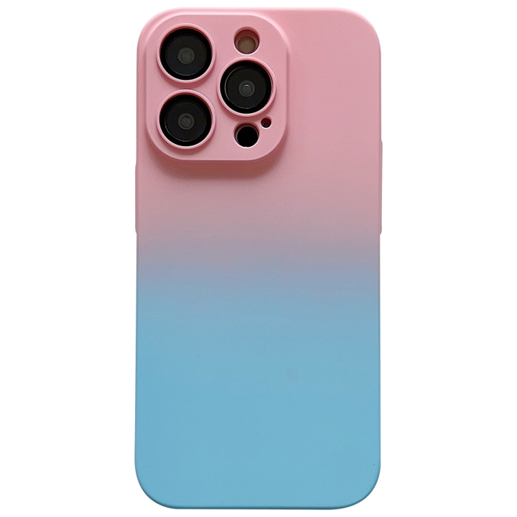 

For iPhone 14 Pro Max Skin Feel Gradient Phone Case(Pink + Blue)