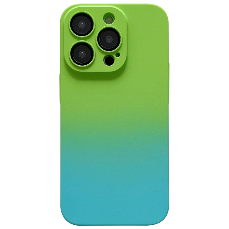 

For iPhone 13 Skin Feel Gradient Phone Case(Green + Blue)