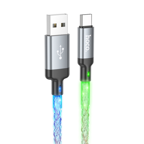 

hoco U112 3A USB to USB-C/Type-C Luminous Data Cable, Length: 1m(Grey)