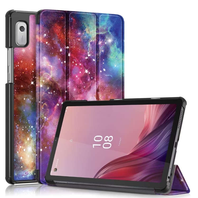 

For Lenovo Tab M9 TB-310FU 3-folding Coloured Drawing Leather Smart Tablet Case(Milky Way)