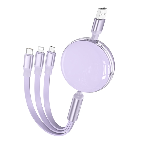

hoco X78 2A 8 Pin + USB-C/Type-C + Micro USB 3 in 1 Charging Cable, Length: 1m(Purple)